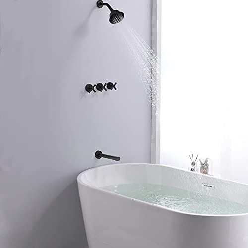 Kaphome 3 Handles Shower Faucet Set With 2 Handles Bathroom Waterfall Tub Faucet thumb #1