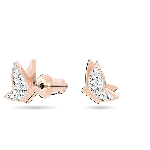 Lilia stud earrings, Butterfly, White, Rose-gold tone plated2