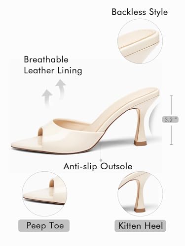 Image of Coutgo Womens Heeled Mules Pointed Peep Toe High Heels Slip On Backless Mule Sandals Dress Shoes
