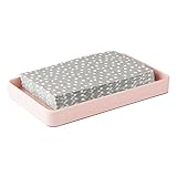 mDesign Modern Decorative Metal Guest Hand Towel Storage Tray Dispenser, Sturdy Holder for Disposable Paper Napkins - Bathroom Vanity Countertop Organization - Light Pink/Blush