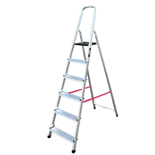BTF - Escalera Plegable Aluminio 6 Peldaños Premium | Posición en Tijera hasta 3 Metros | Robusta + Estable + Ligera + Fabricada en Europa | 5,4kg | Escada | Certificada para tu Seguridad. BTF-TJL106