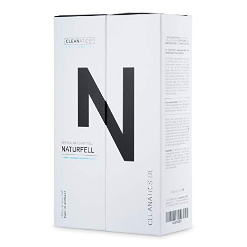 CLEANATICS Lammfell Waschmittel Konzentrat mit rückfettendem Lanolin für Naturfell, Schaffell & Baby-Produkte wie Lammfelldecke, Schaffellteppich, Schaffellmantel & Kinderwagen-Fußsack (250 g)