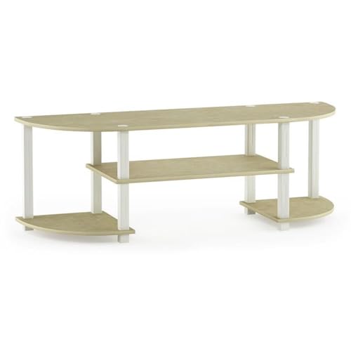 Image of Furinno Turn-S-Tube Wide TV Entertainment Center, Cream Faux Marble /White