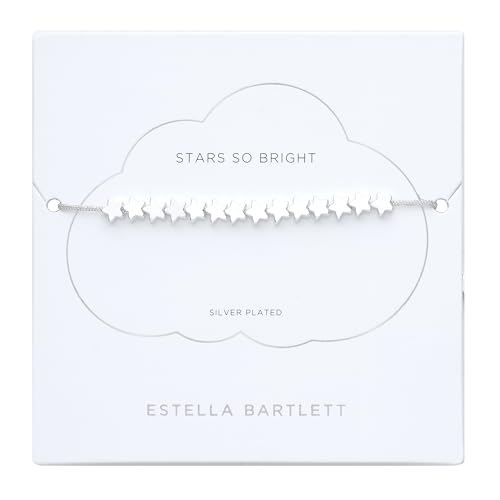 Image of Estella Bartlett Stars So Bright Carded Friendship Bracelet – Silver Plated Star Charm Adjustable Cord Bracelet for Women, Dainty Gift for Best Friend