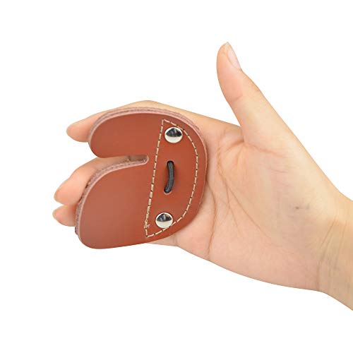 SHARROW Archery Protector Set Glove 3 Finger Guard Leather Arm Guard Bracers Finger Tabs Thumb Ring Finger Protector Protective Gear Set for Compound Bow Recurve Bow Shooting Hunting - Thumbnail 6