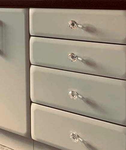 nuosen 4 pcs Crystal Knobs, 40 mm Diamond Drawer Cabinet Door Pull Crystal Door Handles with Screws for Home Kitchen Office Chest Bin, Dresser