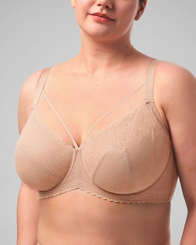 Image of HSIA Minimizer Bras for Women Full Coverage, Unlined Lace Sexy Plus Size Underwire Bra for Large Breasts
