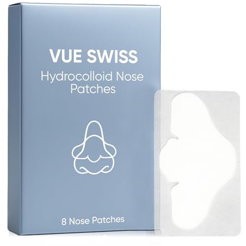 Vue Swiss Nose Patches Hydrocolloid Nose Patches Blackheads & Pimples Remover for Smoother Clearer Skin Large for all Skin Types