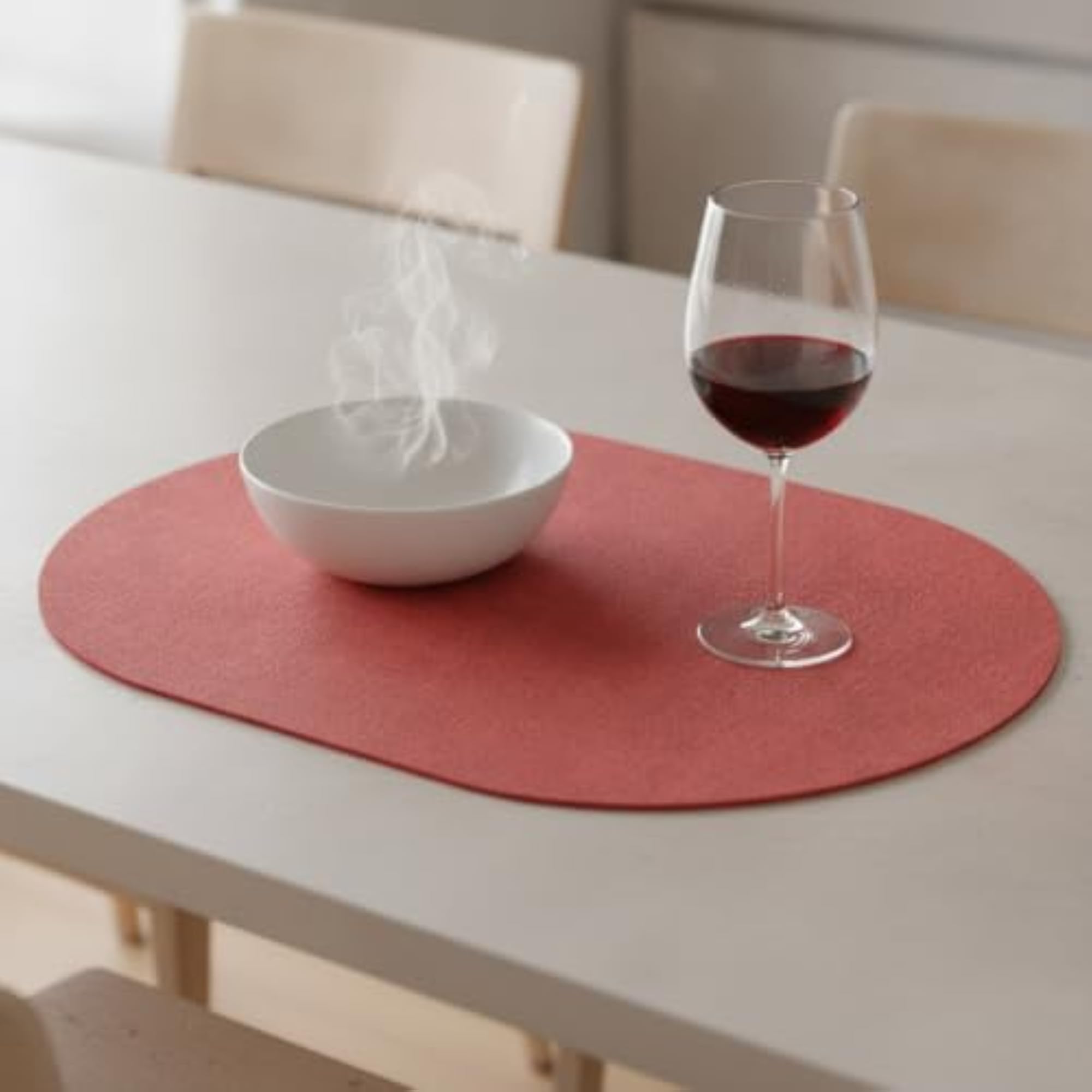 Japanese Style Oval Leather Placemat, Waterproof Table Mat