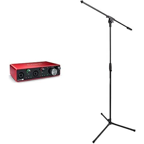Focusrite Scarlett 4i4 (3rd Gen) USB Audio Interface with Pro Tools | First & Amazon Basics Tripod Boom Microphone Stand