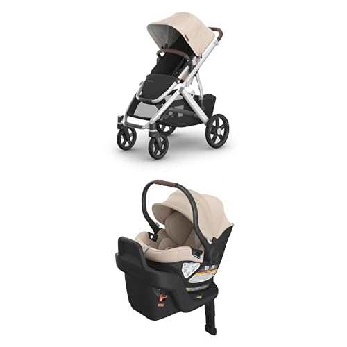 UPPAbaby Travel System - Vista V3 Stroller + Aria Lightweight Car Seat Combo - Toddler Seat, Rain Shield, Bug Shield, Car Seat, Base with Load Leg + Infant Insert Included – Declan (Oat Melange)