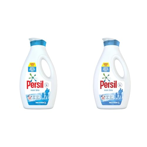 Persil Non Bio Laundry Washing Liquid Detergent 100% recyclable bottle tough on stains, gentle next to sensitive skin 1.431 L (53 washes) (Pack of 2)