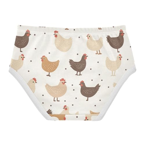 Wusikd Chickens Beige Girls' Underwear Cotton Brown Girls Briefs Soft Toddler Underwear 2T2