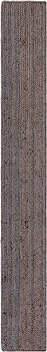 Image of Unique Loom Braided Jute Collection Area Rug - Dhaka (1' 2 inch x 10' Table Runner, Gray)