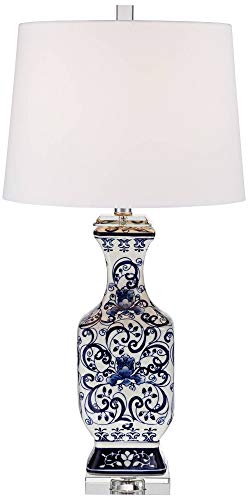 Lámpara de mesa Barnes and Ivy Iris 28" de porcelana azul miniatura 6