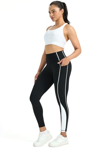 Pantalones de fitness de cintura alta con bolsillos laterales y tejido elástico opaco 7