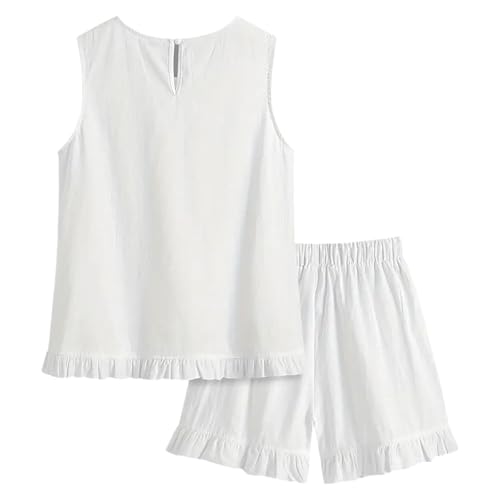 Conjunto de verano de dos piezas de lino con pantalón corto de encaje para moda playera 5