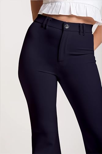 Image of Mehrang Women's High Waist Flare Pants, Bootcut Pants, Black