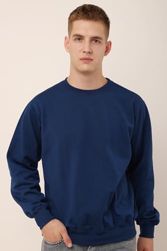 Image of GWADI'S Mens Plain Long Sleeves Fleece Round Neck Winter Wear Solid Sweatshirt