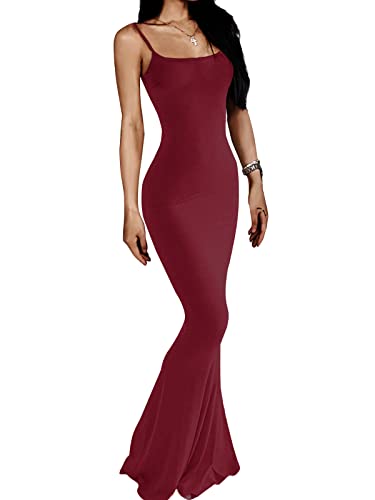 Image of AnotherChill Women's Casual Lounge Slip Long Dress Sexy Long Sleeve Backless Bodycon Maxi Dresses 2025 Fall Slim Elegant