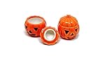 2 Pcs Mixed Dollhouse Miniatures Ceramic Halloween Pumpkin Carved Jack-O-Lantern Hold Light & Jack-O-Lantern