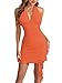 HESUUIO Women Sexy Halter V Neck Dress Tie Backless Ruched Bodycon Short Cocktail Party Club Dress Orange