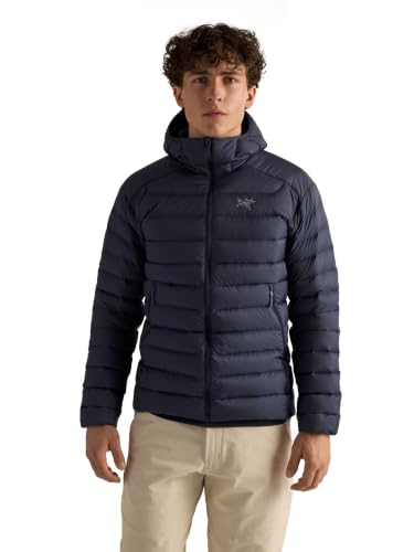 Image of Arc'teryx Cerium Hoody, Men's Down Jacket | Packable, Insulated Men's Winter Jacket with Hood | Black Sapphire, XX-Large | Packable, Insulated Men's Winter Jacket with Hood
