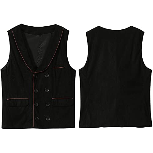 Mens Work Vest Vintage Steampunk Double Breasted Vests Halloween Cosplay Gothic Hunting Western Vest Cowboy Outfits4