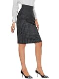 Tapata Womens Pencil Skirts Stretch Office Work Skirt Knee Length High Waist Midi Ponte Bodycon for Business Casual, Black, Pinstripe, Back Slit, XS