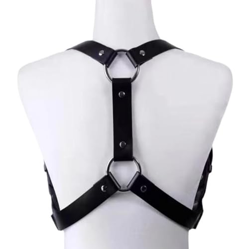 Fstrend Men's Chest Harness Shoulder Belt Faux Leather Black Strap Fashion Rave Body Accessory4