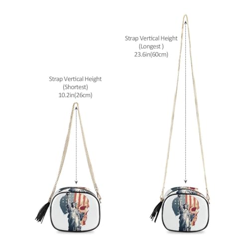 ALAZA Women's Skull Usa Flag Statue Of Liberty PU Leather Crossbody Bag Shoulder Purse with Tassel4