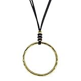 ASTER ALHELÍ - Colgante Mujer Largo con Piedra Natural Ojo de Tigre y Zamak Dorado o Plateado - Diseño Artesanal con Altura Ajustable - Collar Moderno Grande Mujer Ideal para Regalo (Dorado)