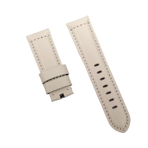 Bracelet montre beige cuir véritable 24mm texture haute qualité