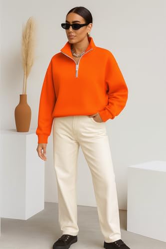 Image of Mack Jonney Women's Fleece Half-Zip High Neck Sweatshirt | Warm & Stylish Winter Wear -M4746