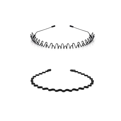 Herren-Haarband, Metall-Haarbänder für Männer, Jungen, Zick-Zack-Haarbänder, für Outdoor, Sport, Alltag, 2 Stück