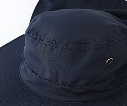 Image of Home Prefer UPF50 Mens Sun Hat with Neck Flap Quick Dry UV Protection Cap Womens Wide Brim Fishing Hat Neck Flap Beach Garden