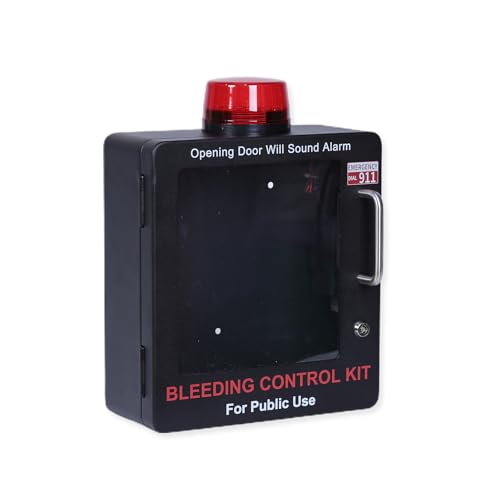 Image of Bleeding Control Kit Emergency Wall Mount Cabinet | Fits Most Standard Bleeding Kits Including Stop the Bleed | Bleeding Kit not Included (Black)