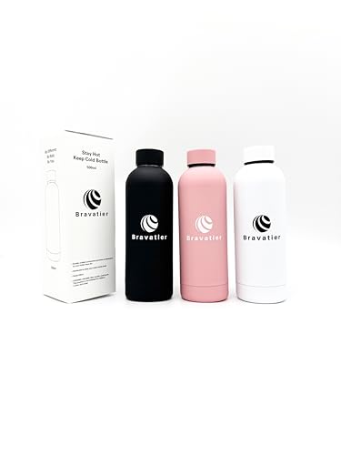 Bravatier Stainless Steel Water Bottle, 500ml/17oz, Double Wall, Vacuum Insulated for Hot & Cold Drinks, Premium UV Print, Sports, Office, Outdoor, and Travel