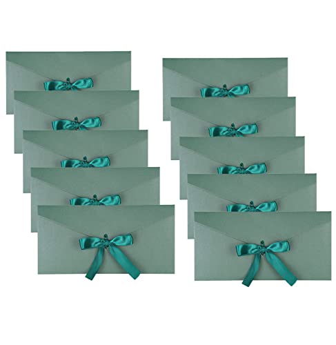 Embalagem de 10 envelopes de presente com fita, envelopes de papel kraft nacarados para o dia da mãe, cartões de felicitações, convites de casamento, festa, cartões de aniversário, dia dos namorados,