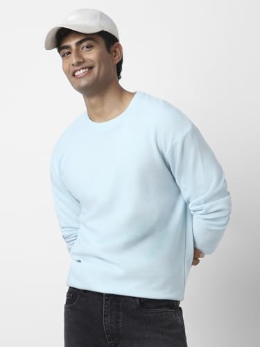 Image of Urbano Fashion Men's Textured Round Neck Oversized Full Sleeve Cotton T-Shirt