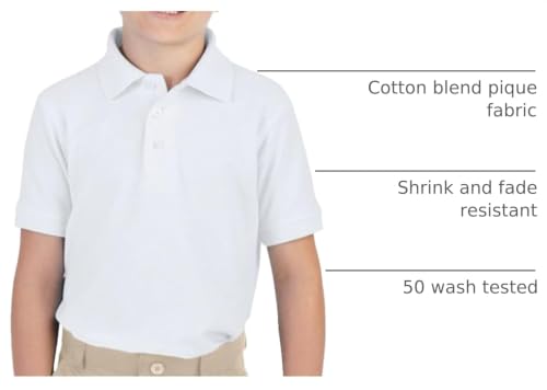 Image of French Toast Boys Short Sleeve Pique Polo Shirt (Standard & Husky), Black, 10