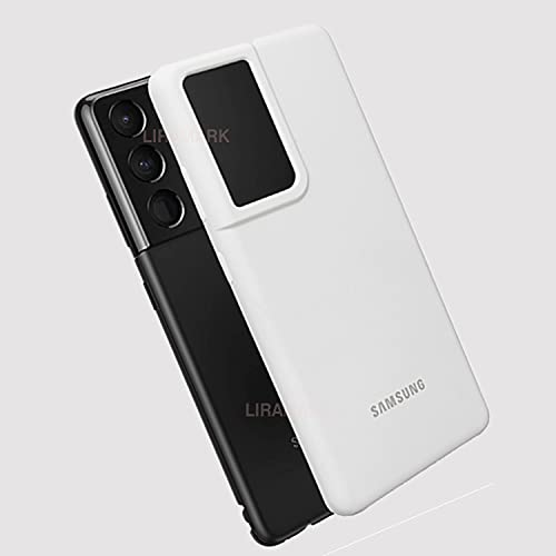 Image of LIRAMARK Liquid Silicone Soft Back Cover Case for Samsung Galaxy S21 Ultra (White)