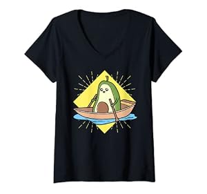 Womens Avo Cardio heart fitness cardio sport rower vegan vegetarian V-Neck T-Shirt