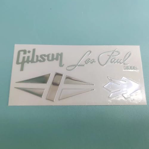 Fits For Gibson Silver Guitar Head Logo - Metal Label, Electric Guitar DIY Trademark Sticker, UV Sticker, Tear Off Film