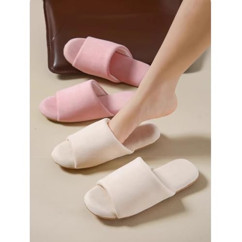 XUEMML Women Cotton Slippers，Japanese Mute Slippers, Men And Women Four Seasons Home Indoor Wooden Floor Non-slip Soft Bottom Silent Soft Slippers2