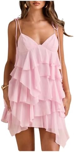 Floerns Women's Cocktail Tie Shoulder Mini Dress Sleeveless Layer...