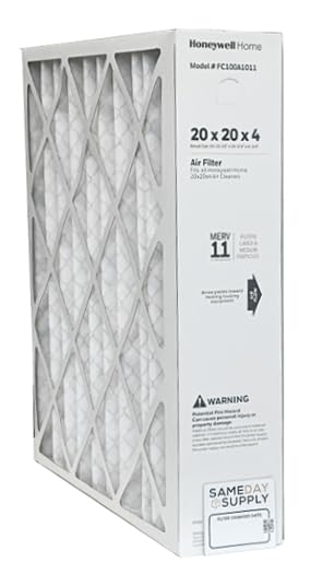 Honeywell FC100A1011-20 x 20 x 4 Pleated Air Filter MERV 11 Bundle with Same Day Supply Filter Change Reminder (1-Pack)