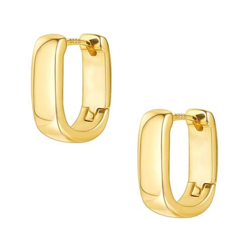 Juego de aretes de plata de ley 925 para mujer, aretes pequeños y gruesos de plata para mujer, aretes de aro pequeños de moda, aretes de aro pequeños y gruesos para mujer, talla única, Cobre, Sin
