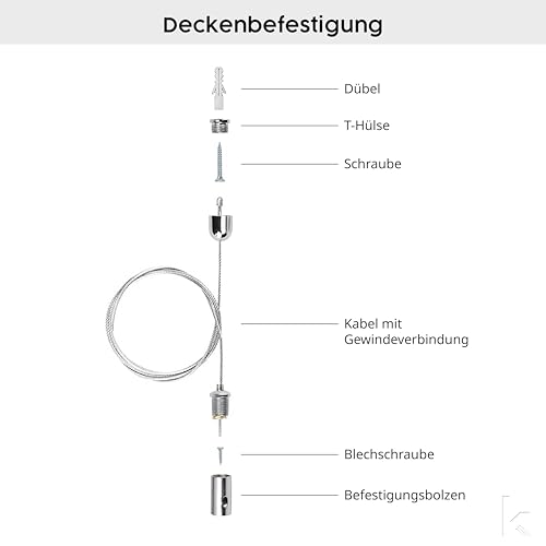 K&ouml;nighaus Infrarotheizung - Deckenbefestigung f&uuml;r Deckenheizung ✓ Drahtseil f&uuml;r Infrarotheizung