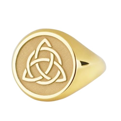 Bague Triquetra en argent 925 et finition plaquée or, chevalière ronde élégante